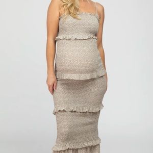 Pinkblush Maternity taupe midi dress! Lightly worn!